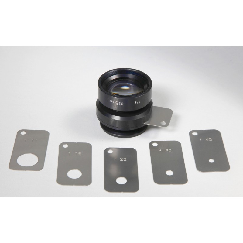 Obiettivo Ariogon 8/165mm in montatura Classica con piastrine dei diaframmi